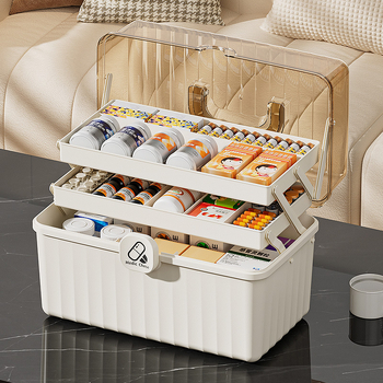 Ντουλάπι φαρμάκων, 12 διαμερίσματα, πλαστικό, φορητό, με δυνατότητα λογότυπου