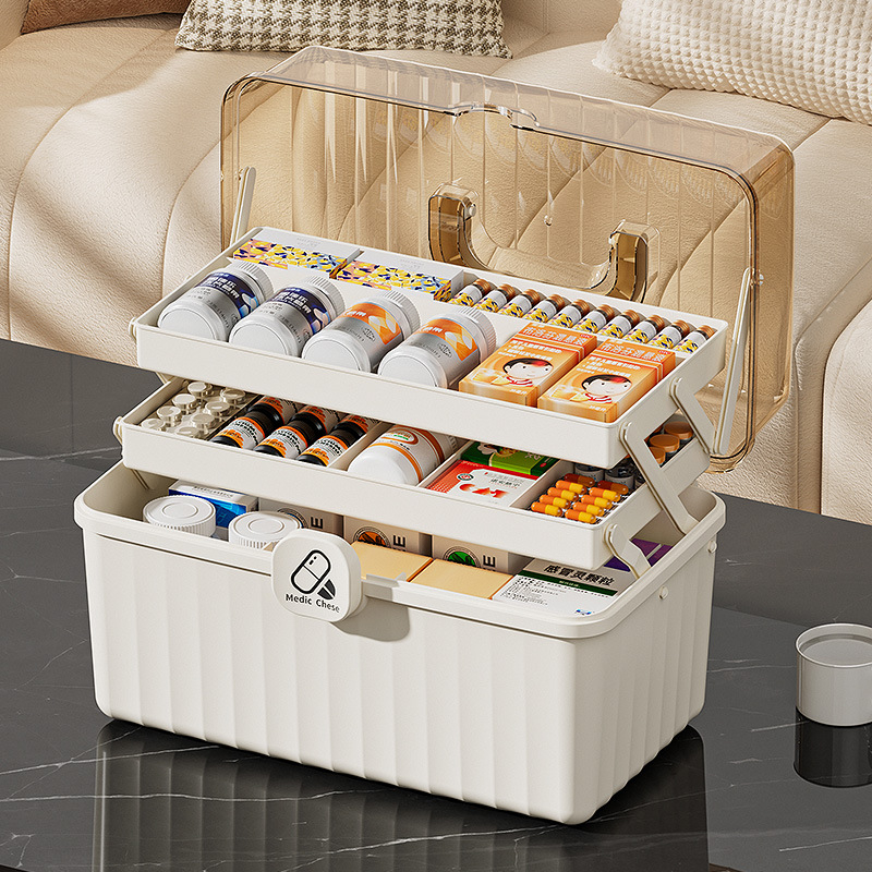 Ντουλάπι φαρμάκων, 12 διαμερίσματα, πλαστικό, φορητό, με δυνατότητα λογότυπου