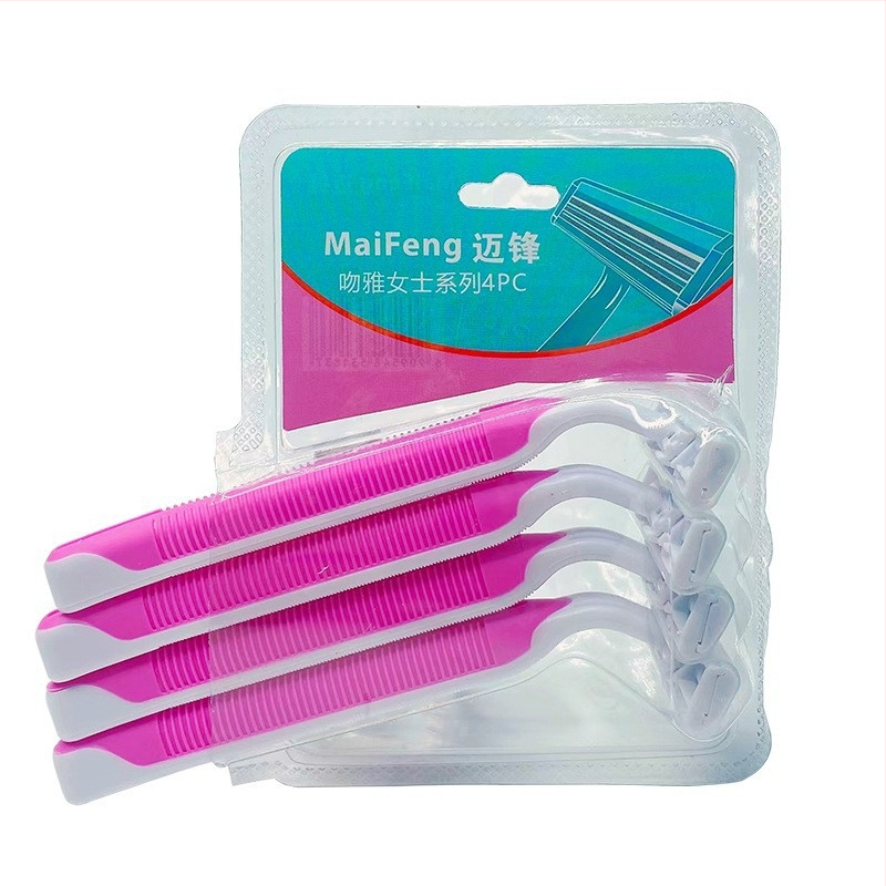 Maifeng γυναικεία ξυριστική μηχανή σώματος, χειροκίνητη, σετ 4 τεμάχια, λεπίδα από ανοξείδωτο ατσάλι με 3 στρώσεις