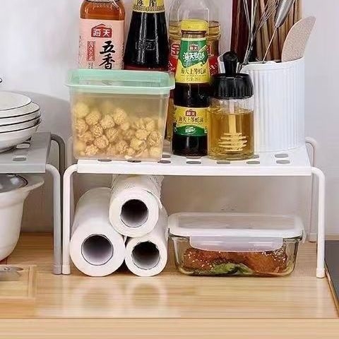 Virtuvės sulankstomas laikiklis spintelėms ir indams — plastikinis daugiafunkcinis organizatorius prieskonėms