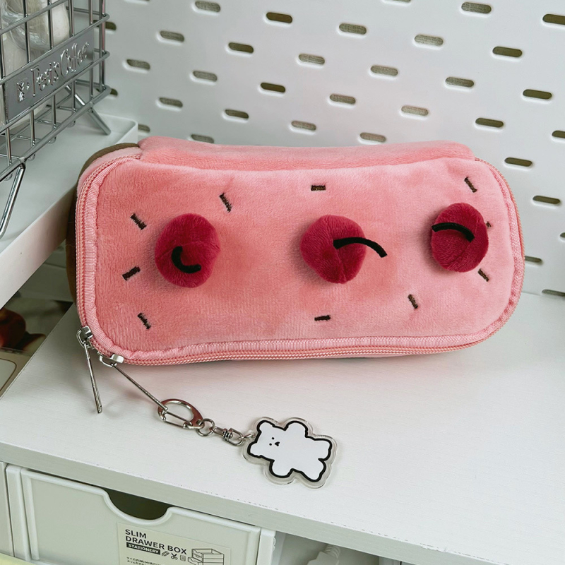 Пенал за моливи с дизайн на черешова торта, унисекс, полиестер, корейски стил