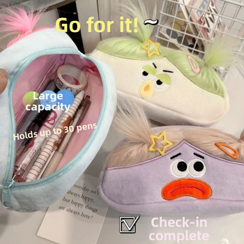 Velūrinis pliušinis rašiklių dėklas Korejos stiliuje, prekės ženklas Qiyan, universalus dizainas, didžiųjų akių monstro dizainas