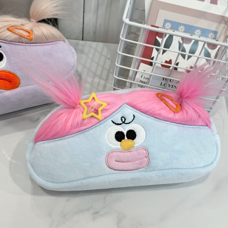 Velūrinis pliušinis rašiklių dėklas Korejos stiliuje, prekės ženklas Qiyan, universalus dizainas, didžiųjų akių monstro dizainas