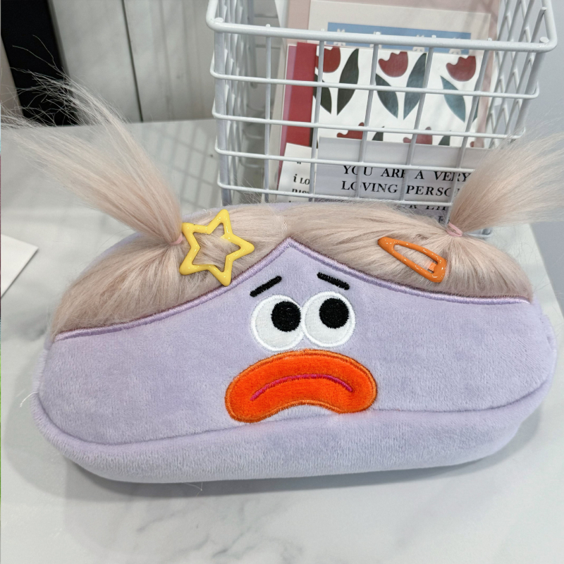 Velūrinis pliušinis rašiklių dėklas Korejos stiliuje, prekės ženklas Qiyan, universalus dizainas, didžiųjų akių monstro dizainas