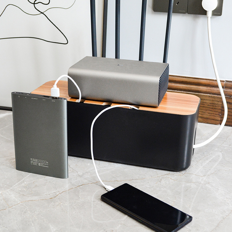 Kabelski organizator za stolni rad (ABS + bambus, japanski stil, kapacitet 1L)