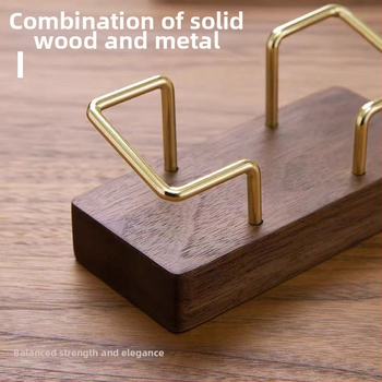 Βάση προβολής επαγγελματικών καρτών από καρυδιά με ορειχάλκινους ακέντι, μάρκα A Wave, κινεζικό στυλ