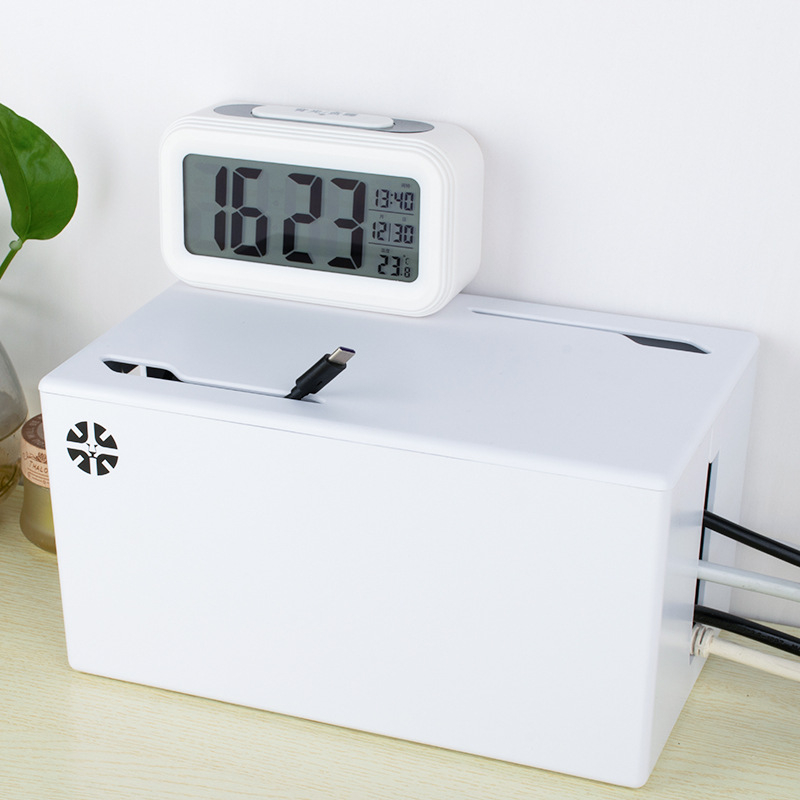 Cutie de stocare cabluri model P1 – plastic de inginerie, 18 L, capac, imprimare logo disponibilă, pentru birou