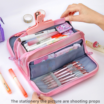 Pieštukų dėklas su dviejų sluoksnių dizainu, didelė talpa, universalus, korėjietiškas stilius, Oxford audinys