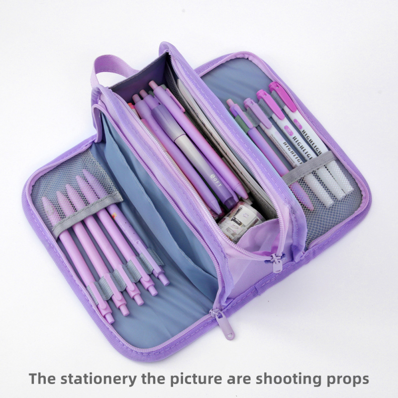 Pieštukų dėklas su dviejų sluoksnių dizainu, didelė talpa, universalus, korėjietiškas stilius, Oxford audinys