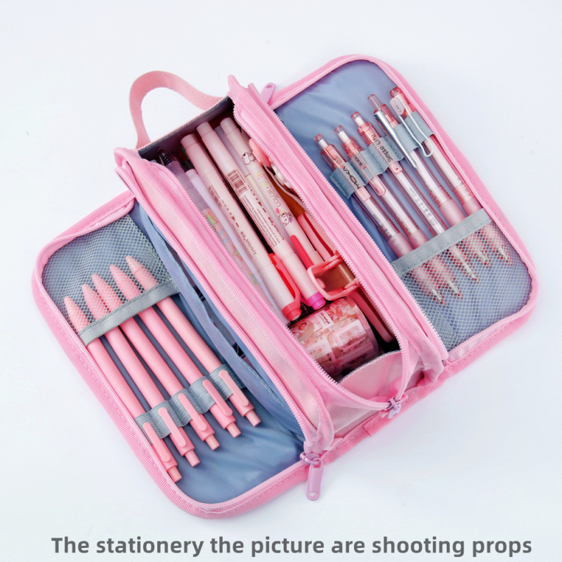 Pieštukų dėklas su dviejų sluoksnių dizainu, didelė talpa, universalus, korėjietiškas stilius, Oxford audinys