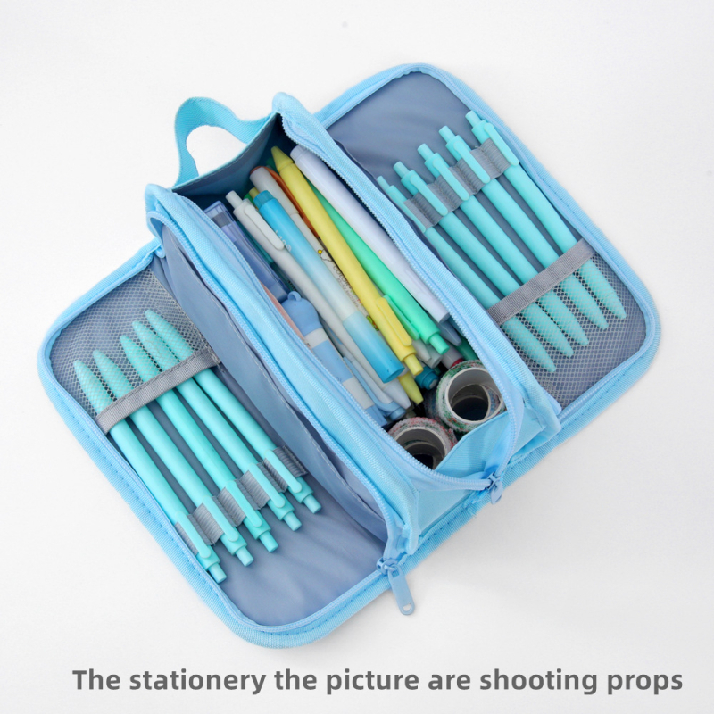 Pieštukų dėklas su dviejų sluoksnių dizainu, didelė talpa, universalus, korėjietiškas stilius, Oxford audinys