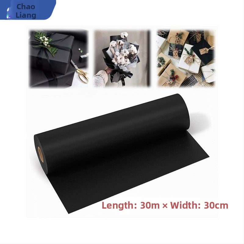 Juodas Kraft popieriaus ritinėlis dovanoms - rankų darbo meno popierius gėlėms (Medžiaga: Oda; Pakuotė: Kita; Prekė: Kita)