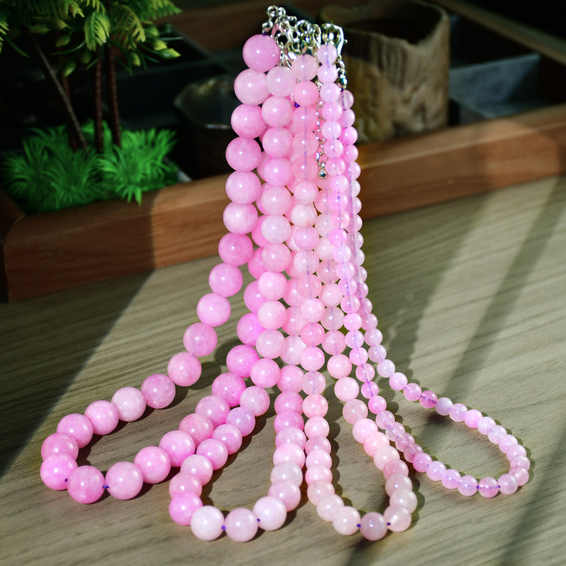 Ogrlica od kristala spodumen, ručna izrada, geometrijski dizajn, lanac s kuglicama, Youfei marka, bez privjeska