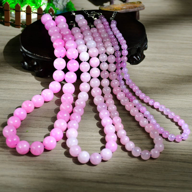 Ogrlica od kristala spodumen, ručna izrada, geometrijski dizajn, lanac s kuglicama, Youfei marka, bez privjeska