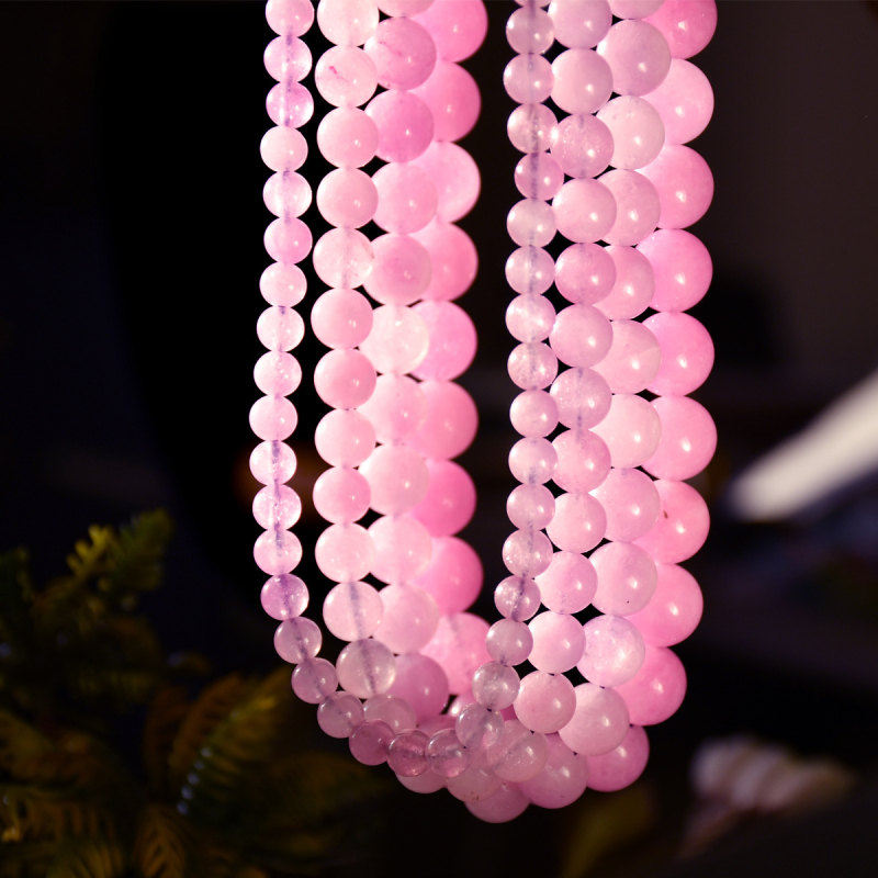 Ogrlica od kristala spodumen, ručna izrada, geometrijski dizajn, lanac s kuglicama, Youfei marka, bez privjeska