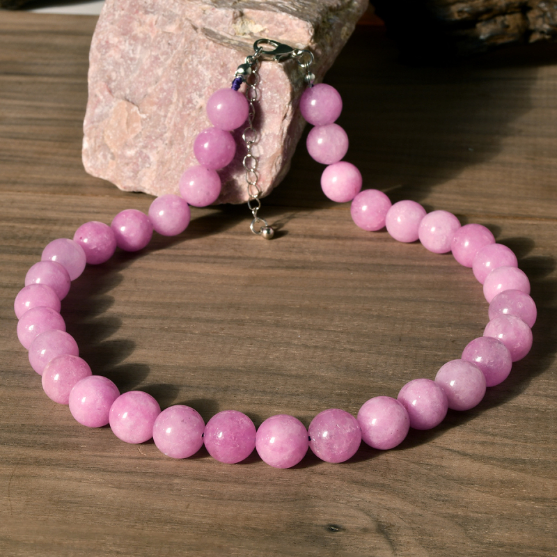 Ogrlica od kristala spodumen, ručna izrada, geometrijski dizajn, lanac s kuglicama, Youfei marka, bez privjeska