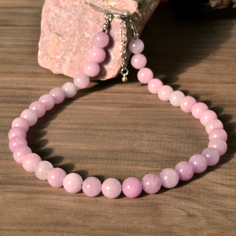 Ogrlica od kristala spodumen, ručna izrada, geometrijski dizajn, lanac s kuglicama, Youfei marka, bez privjeska