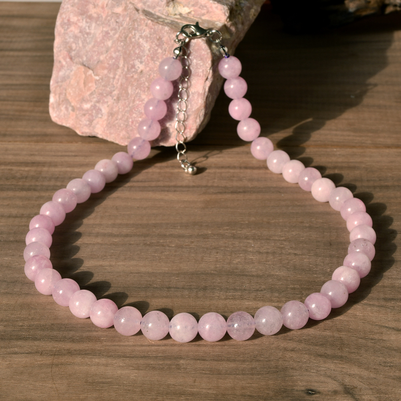 Ogrlica od kristala spodumen, ručna izrada, geometrijski dizajn, lanac s kuglicama, Youfei marka, bez privjeska