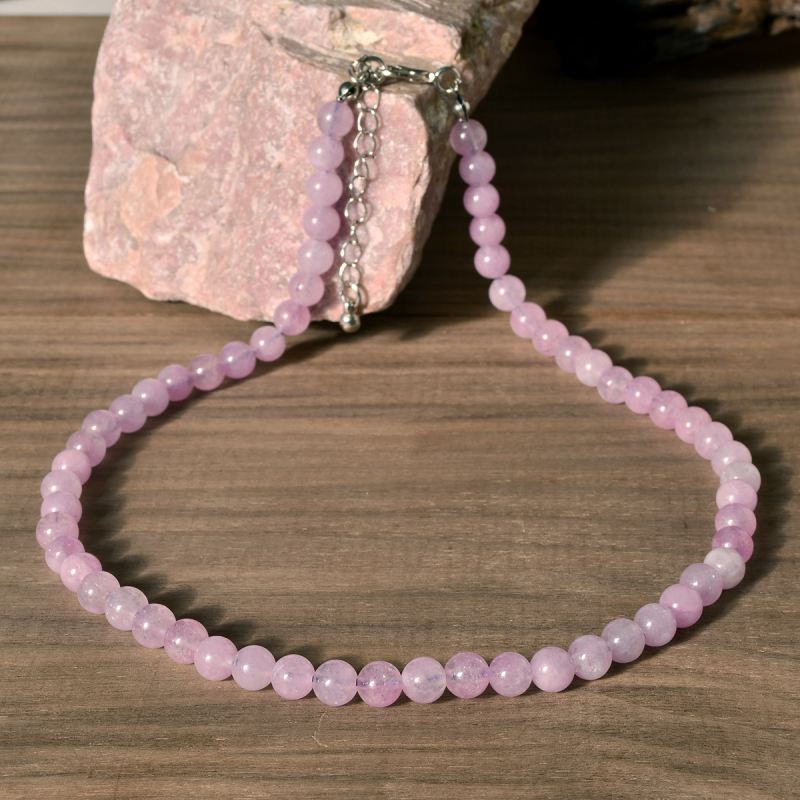 Ogrlica od kristala spodumen, ručna izrada, geometrijski dizajn, lanac s kuglicama, Youfei marka, bez privjeska