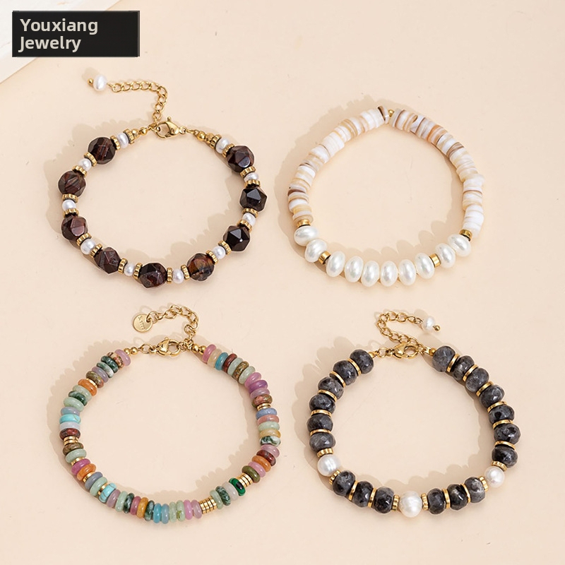 Rokassprādze no dabiskā tirkīza akmens, bohemiska retro stila, roku sasietā, sievietēm