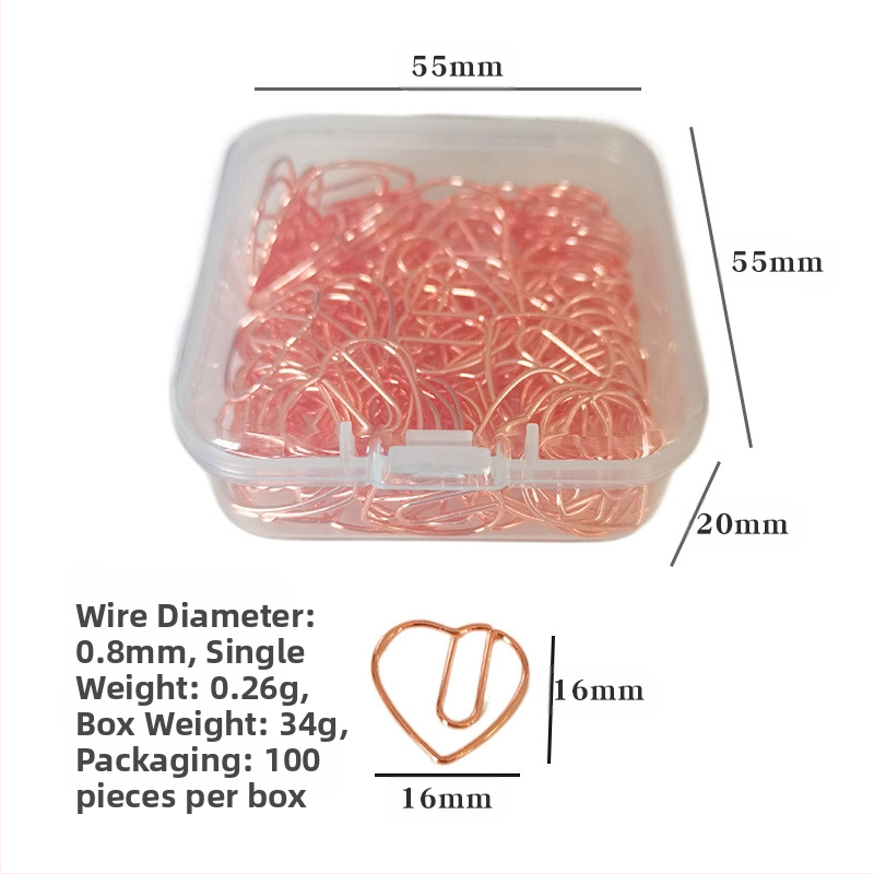 Mini širdies formos popieriaus klipsas – metalinis biuro aksesuaras, dėžutėje pakuotė (Prekės ženklas: Exhibition Giant; Medžiaga: Metalas; Pakuotė: Dėžutė; Modelis: Mini Love Paper Clip)