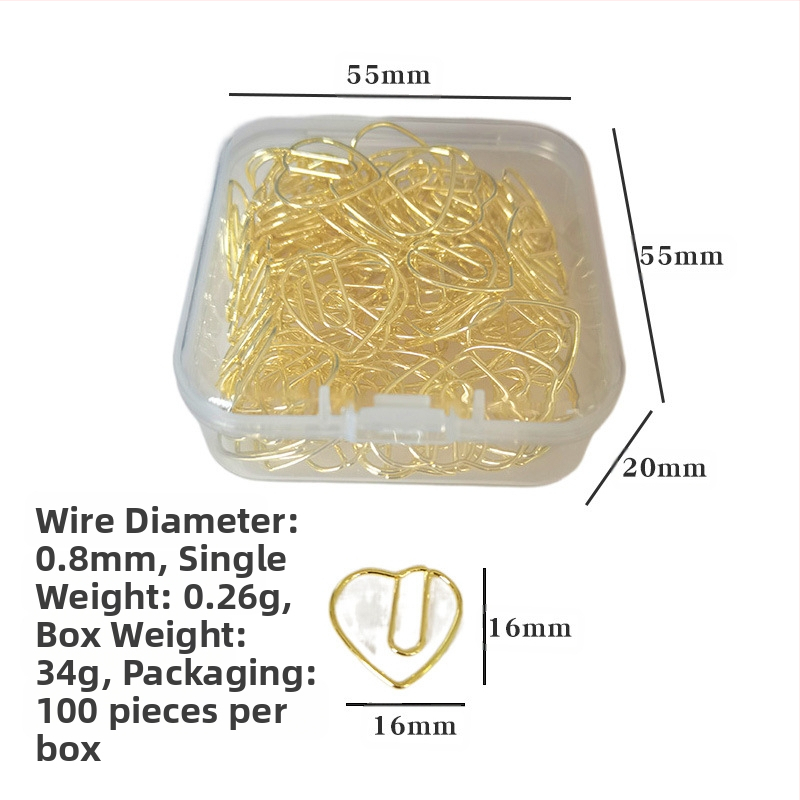 Mini širdies formos popieriaus klipsas – metalinis biuro aksesuaras, dėžutėje pakuotė (Prekės ženklas: Exhibition Giant; Medžiaga: Metalas; Pakuotė: Dėžutė; Modelis: Mini Love Paper Clip)