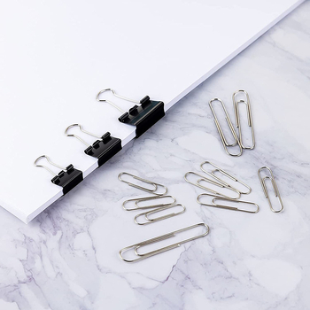 Yokaijia Metalo biuro klipų rinkinys plastikiniame dėkle, įvairių dydžių