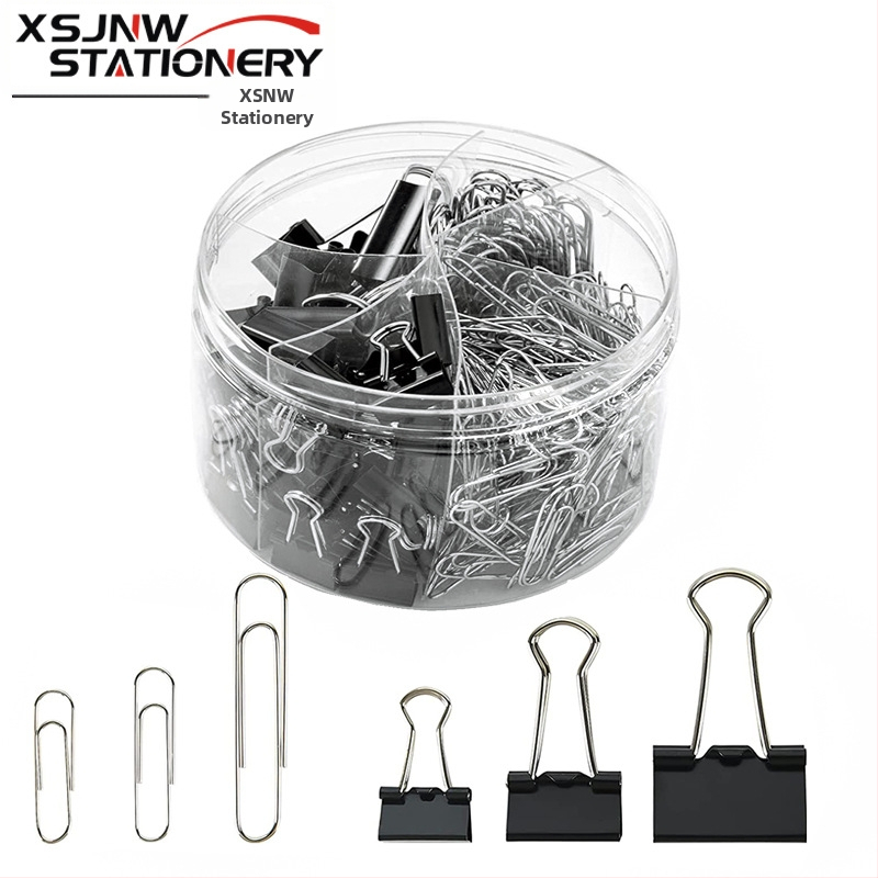 Yokaijia Metalo biuro klipų rinkinys plastikiniame dėkle, įvairių dydžių