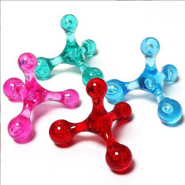 Ručni mini masažer s četiri kristalne kuglice za vrat, struk, noge i leđa – prijenosni plastični akupunkturni vibrator, 55 g