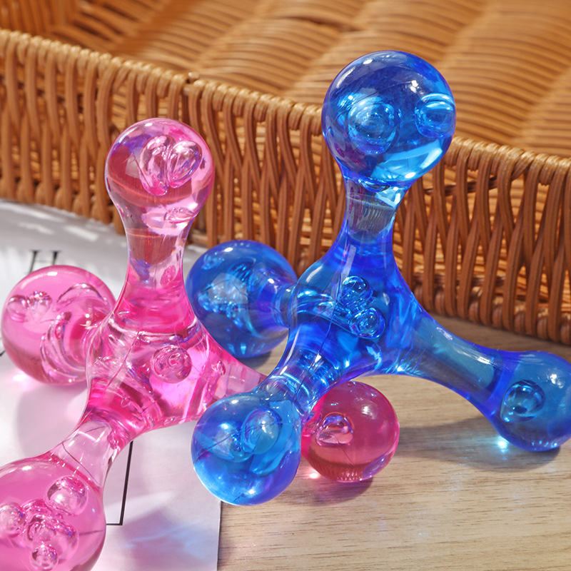 Ručni mini masažer s četiri kristalne kuglice za vrat, struk, noge i leđa – prijenosni plastični akupunkturni vibrator, 55 g