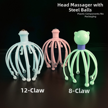 Glava masažera s odvojivim 12- i 18-kandži čeličnih kuglica za skalp, plastično kućište, 70–135 g, za masažu zdravlja