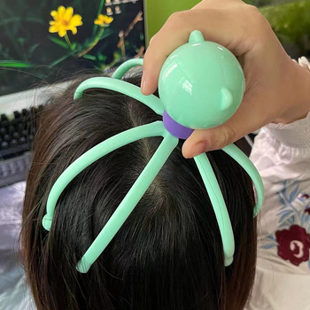 Glava masažera s odvojivim 12- i 18-kandži čeličnih kuglica za skalp, plastično kućište, 70–135 g, za masažu zdravlja