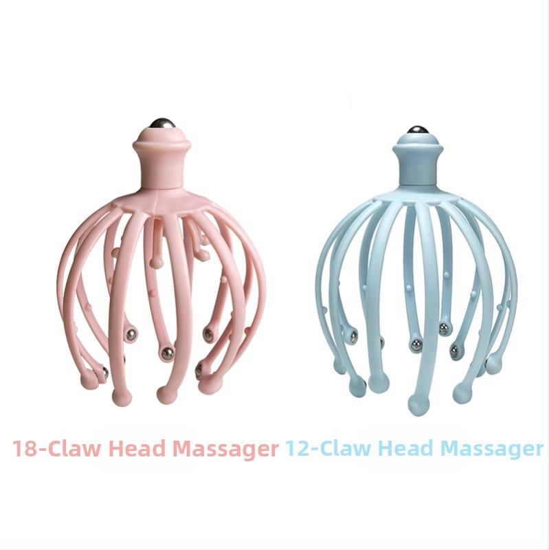 Glava masažera s odvojivim 12- i 18-kandži čeličnih kuglica za skalp, plastično kućište, 70–135 g, za masažu zdravlja