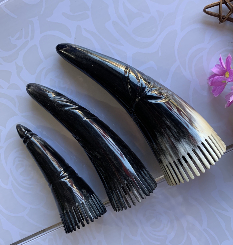 Масажен гребен за коса от рог с остри върхове, марка Weida, подходящ за здравословен масаж на скалпа