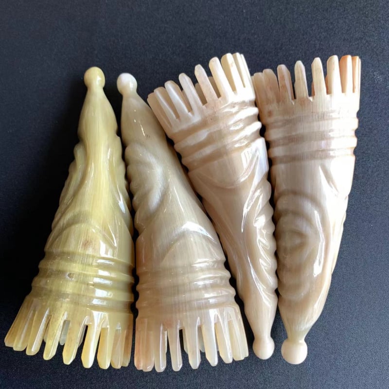 Масажен гребен за коса от рог с остри върхове, марка Weida, подходящ за здравословен масаж на скалпа