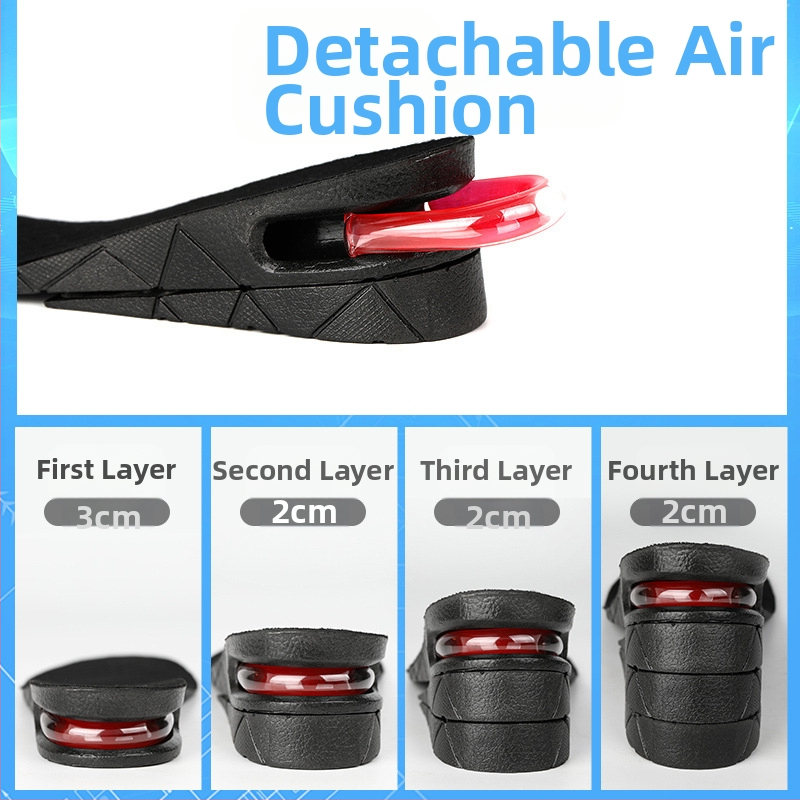 Повдигаща стелка за обувки с въздушна възглавница – PVC, многослойна повдигаща конструкция, унисекс, цяла стелка