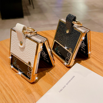 Защитен калъф за Samsung Zflip7/Zflip6 със 2-в-1 луксозен дизайн, изкуствена кожа и електроплакиране