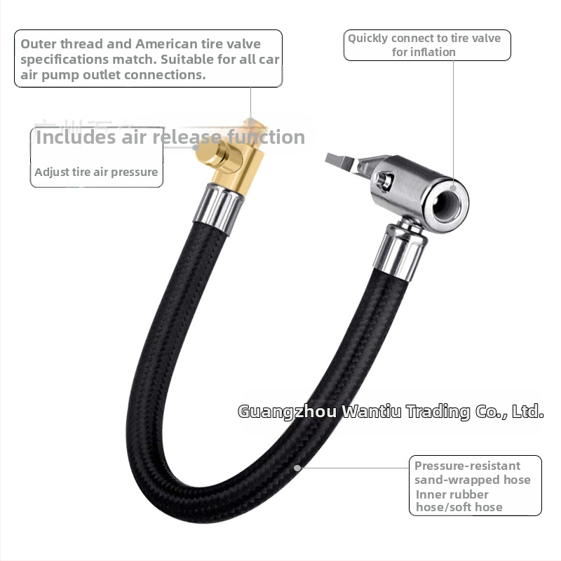 Transporto priemonės oro pūstuvas su pratęsiama žarna, variniu jungtimi ir metalo pūtimo galvute, vieno cilindro, 180W, 50 L/min, tinkamas automobiliui, dviraciui ir motociklui