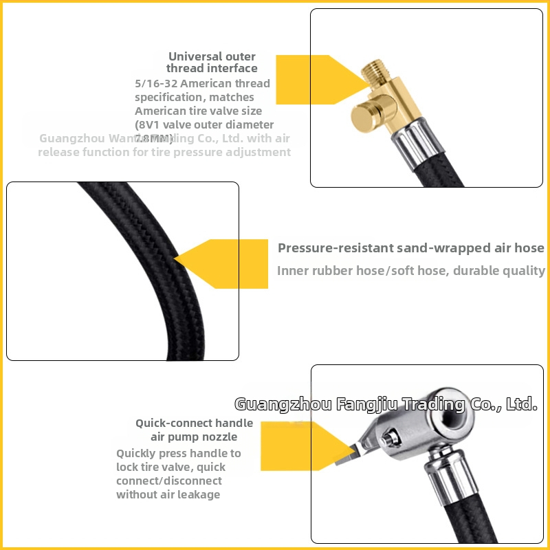 Transporto priemonės oro pūstuvas su pratęsiama žarna, variniu jungtimi ir metalo pūtimo galvute, vieno cilindro, 180W, 50 L/min, tinkamas automobiliui, dviraciui ir motociklui