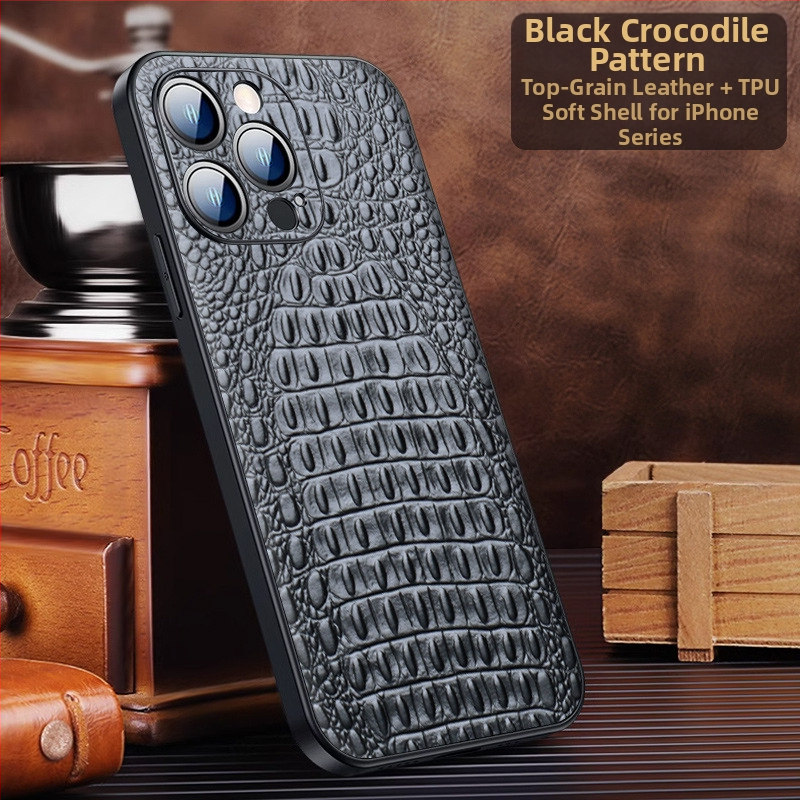 Ādas aizmugurējais vāciņš iPhone 15 Pro/Plus/Pro Max — izturīgs pret kritieniem, biznesa stils, no Wobiloo/Wabiro