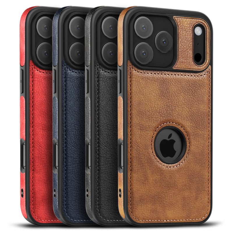 Husă pentru iPhone 17 Pro Max și iPhone 16 Pro – capac din piele sintetică, textură cusăturilor, protecție anti-cădere, personalizabilă