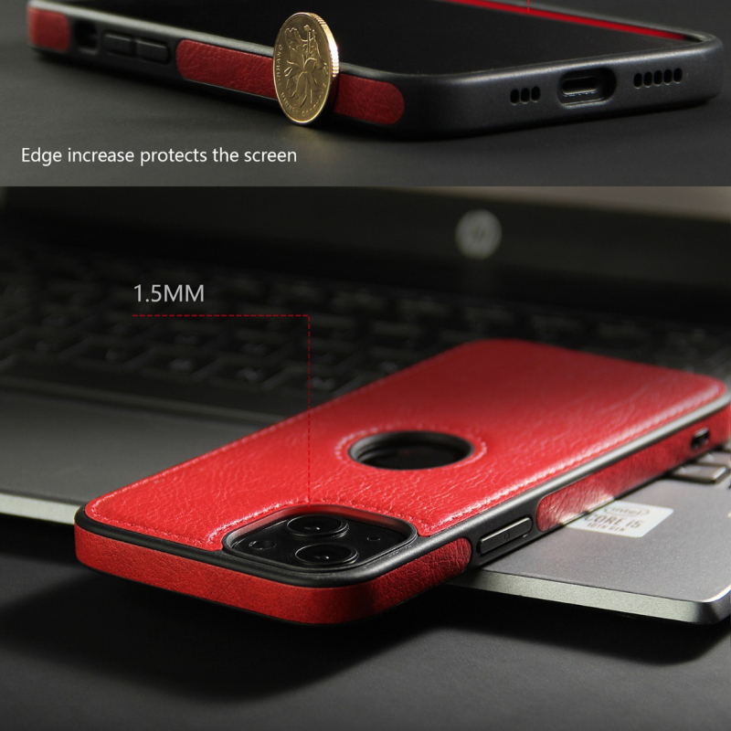 Husă pentru iPhone 17 Pro Max și iPhone 16 Pro – capac din piele sintetică, textură cusăturilor, protecție anti-cădere, personalizabilă