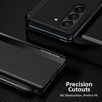 Husă din piele artificială pentru Samsung Z Fold7/6/5, cu capac rabatabil și slot pentru SPEN, antișoc, închidere magnetică, anti-cădere.