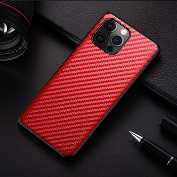 Aizsargfiksators iPhone 14 Pro Max — oglekļa šķiedras tekstūra, PU materiāls, aizmugurējais vāciņš, pielāgošanas atbalsts