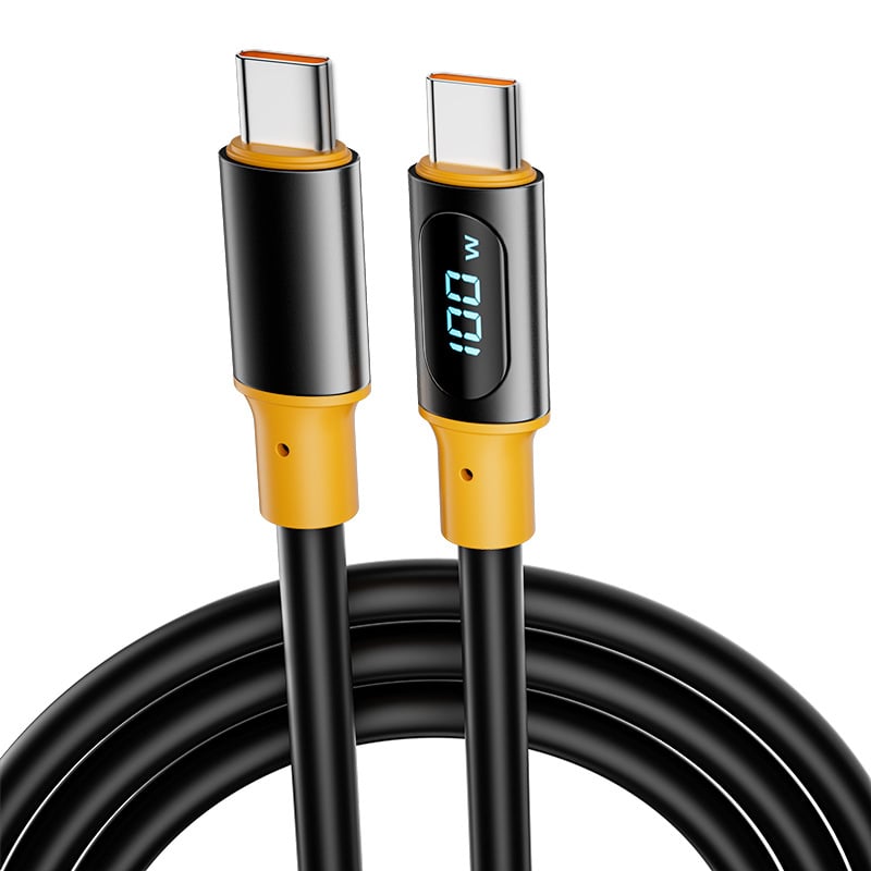 PD kabel za brzo punjenje s digitalnim zaslonom, Lightning i USB-C, 100W, TPE materijal