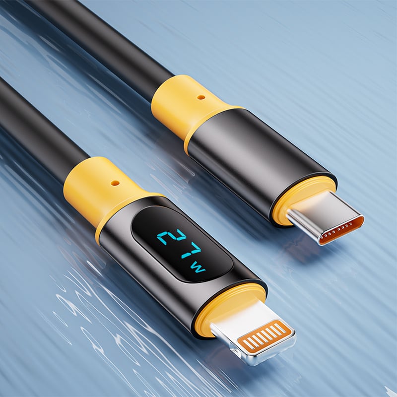 PD kabel za brzo punjenje s digitalnim zaslonom, Lightning i USB-C, 100W, TPE materijal