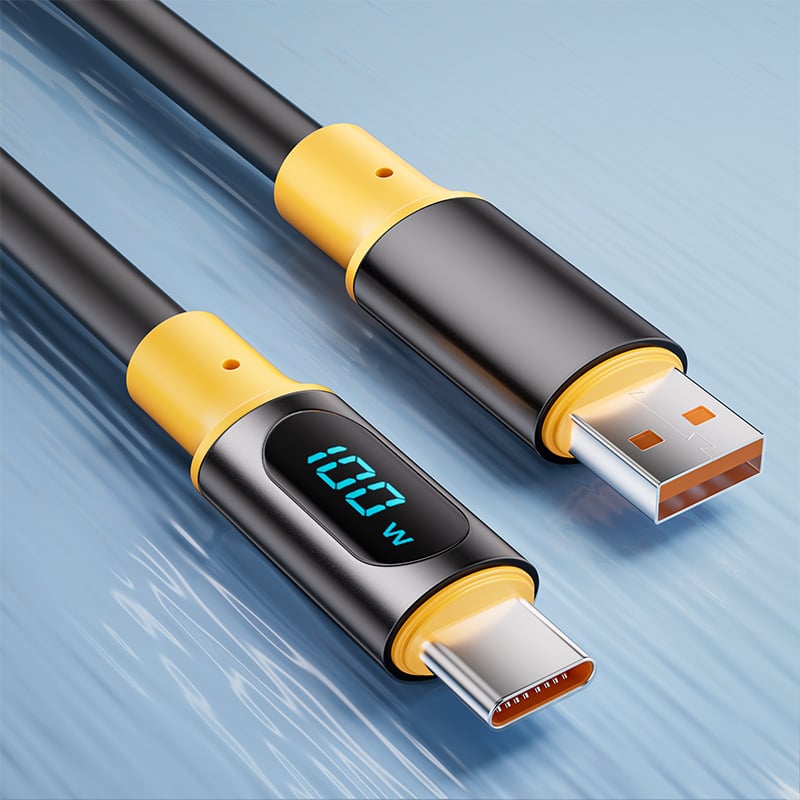 PD kabel za brzo punjenje s digitalnim zaslonom, Lightning i USB-C, 100W, TPE materijal