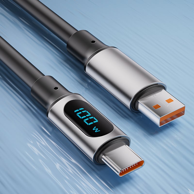 PD kabel za brzo punjenje s digitalnim zaslonom, Lightning i USB-C, 100W, TPE materijal