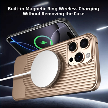 Θήκη κινητού με τηλεσκοπική μεταλλική βάση για iPhone 16 Pro Max - ανθεκτική σε πτώσεις, μαγνητική, διάχυση θερμότητας, αντιδακτυλικά αποτυπώματα