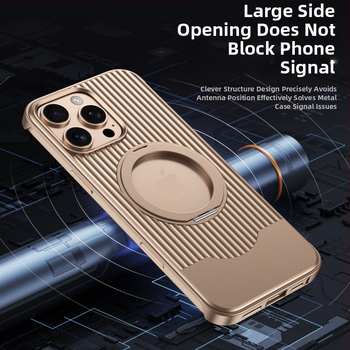 Θήκη κινητού με τηλεσκοπική μεταλλική βάση για iPhone 16 Pro Max - ανθεκτική σε πτώσεις, μαγνητική, διάχυση θερμότητας, αντιδακτυλικά αποτυπώματα